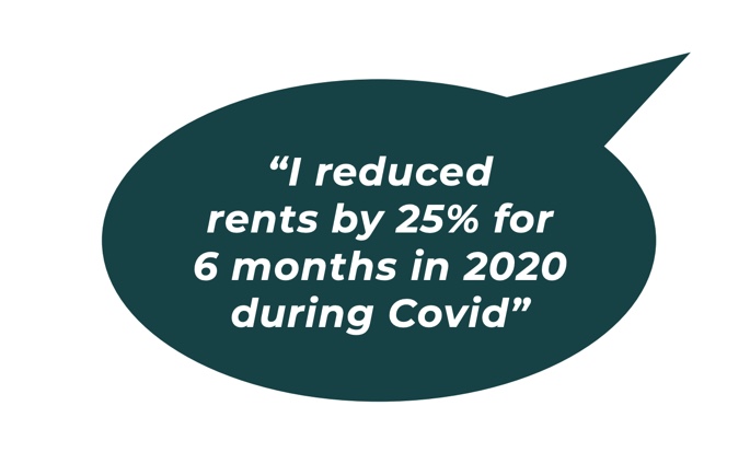"I reduced rents by 25% for 6 months in 2020 during Covid"