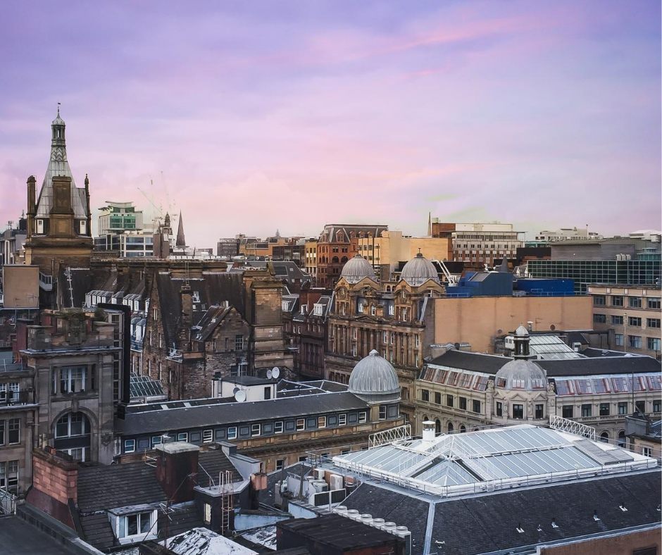 Glasgow skyline at dusk