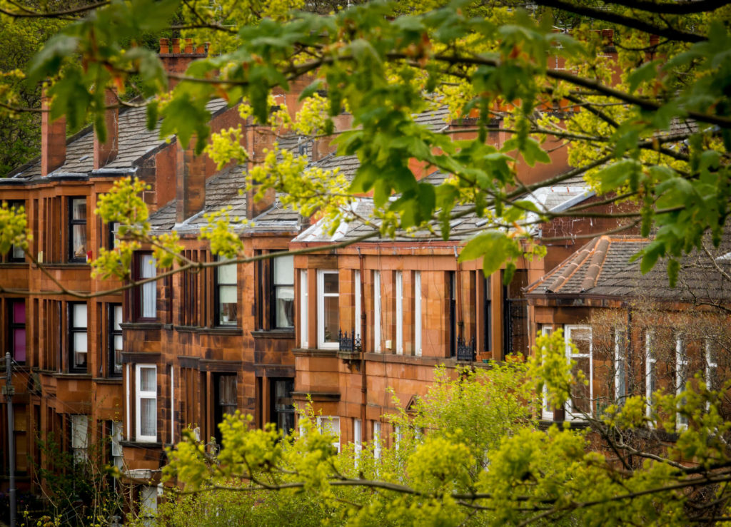 Glasgow red sandstone tenements